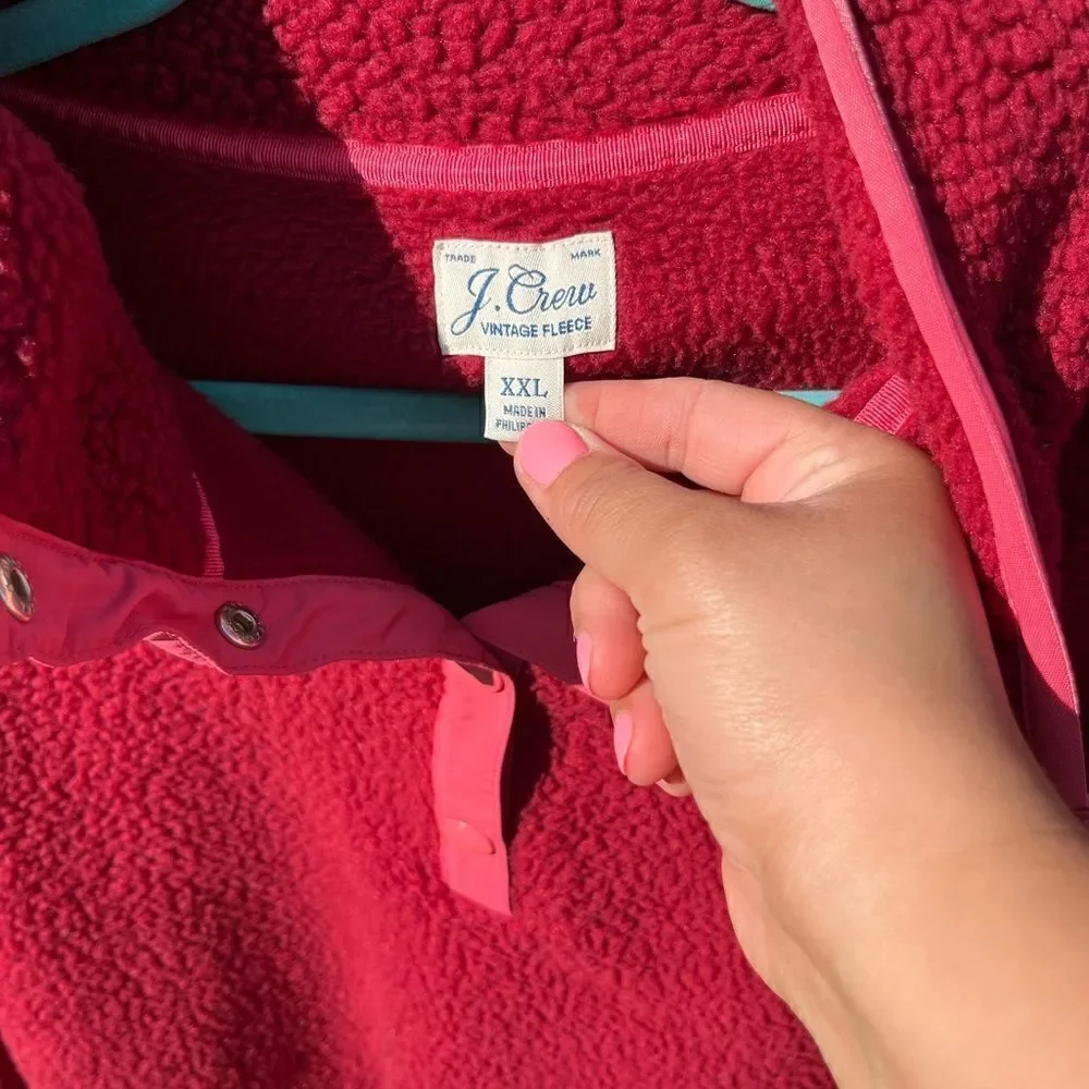 J Crew Polartec Sherpa Fleece Half Snap Pullover